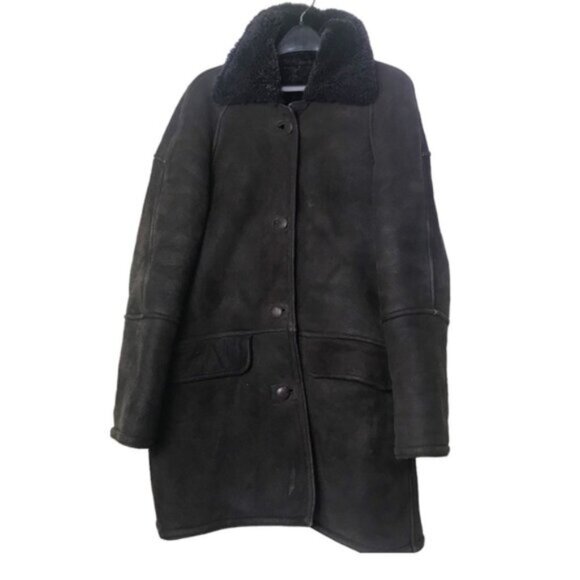 GilbertCohen Montreal Vintage Shearling Sheepskin Leather Coat Warm Fur Pocket L - Picture 2 of 15